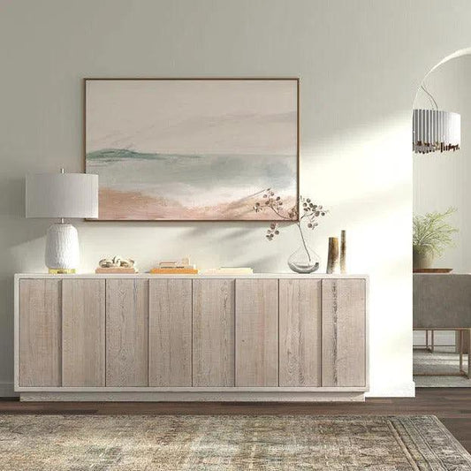 Stefano Sideboard Slim Credenza Antique White - LOOMLAN - Sarreid - Sideboards