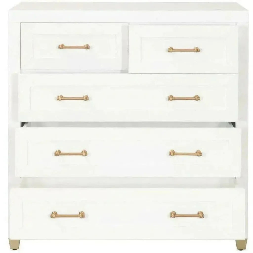 Stella 5 - Drawer Bedroom White Chest of Drawers - LOOMLAN - Essentials For Living - Chests