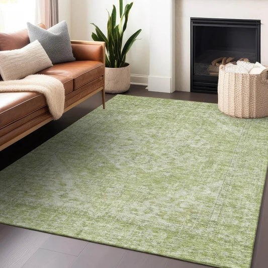 Stockholm Green Washable Indoor-Outdoor Rug-Outdoor Rugs-LOOMLAN Rugs-LOOMLAN