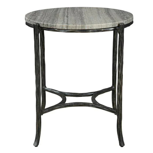 Stonewall Marble Topped Round End Table - LOOMLAN - Furniture Classics - Side Tables