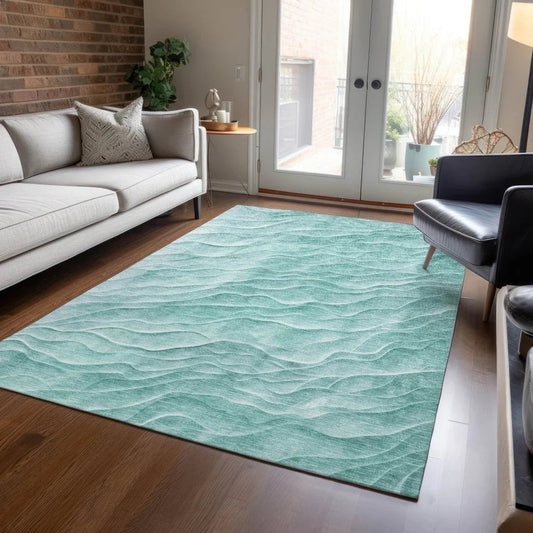 Stratora Teal Washable Indoor - Outdoor Rug - LOOMLAN - LOOMLAN Rugs - Outdoor Rugs