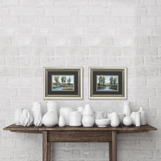 Stream Side Blue Framed Wall Art 2PC