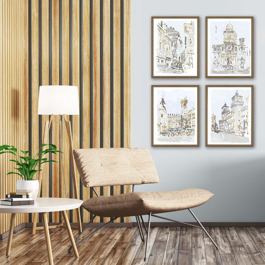 Street Scenes Wood Multi Framed Wall Art 4PC