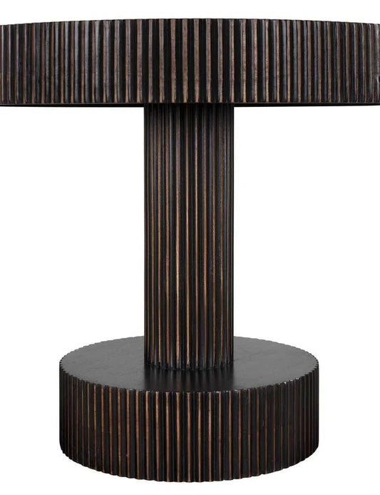Stringata Wooden Round Side Table - LOOMLAN - Noir - Side Tables