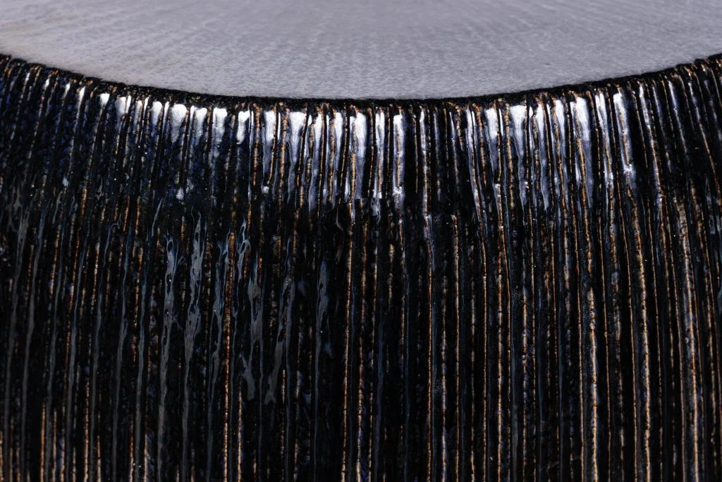 Sunburst Ceramic Glazed Patio Stool-Garden Stools-Seasonal Living-LOOMLAN