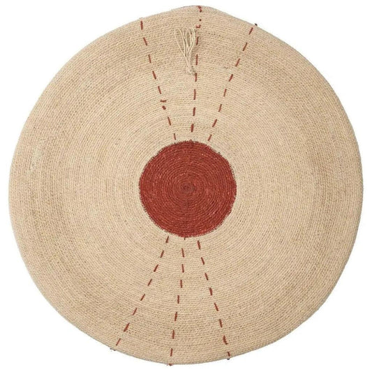 Sundial Seagrass Round Wall Art Rust-Framed Wall Art-Jamie Young-Rust-LOOMLAN