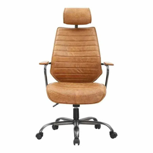 Swivel Office Chair Tan Orange Industrial-Office Chairs-Moe's Home-LOOMLAN