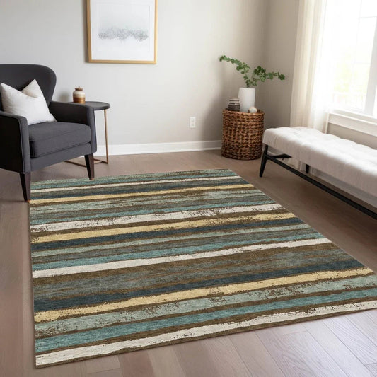 Sylira Brown Washable Indoor-Outdoor Rug-Outdoor Rugs-LOOMLAN Rugs-LOOMLAN