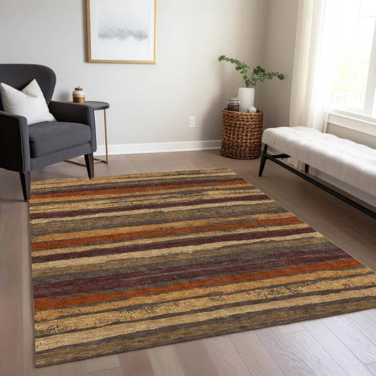 Sylira Chocolate Washable Indoor-Outdoor Rug-Outdoor Rugs-LOOMLAN Rugs-LOOMLAN