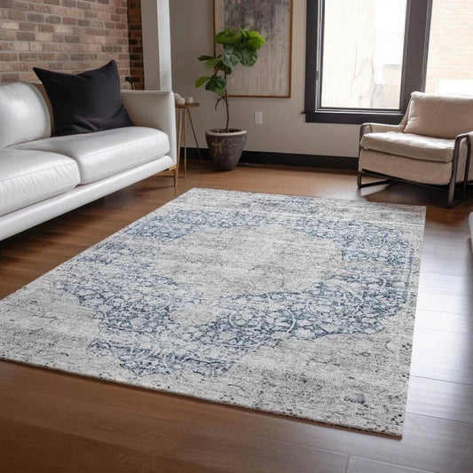 Sylvia Blue Washable Indoor - Outdoor Rug - LOOMLAN - LOOMLAN Rugs - Outdoor Rugs