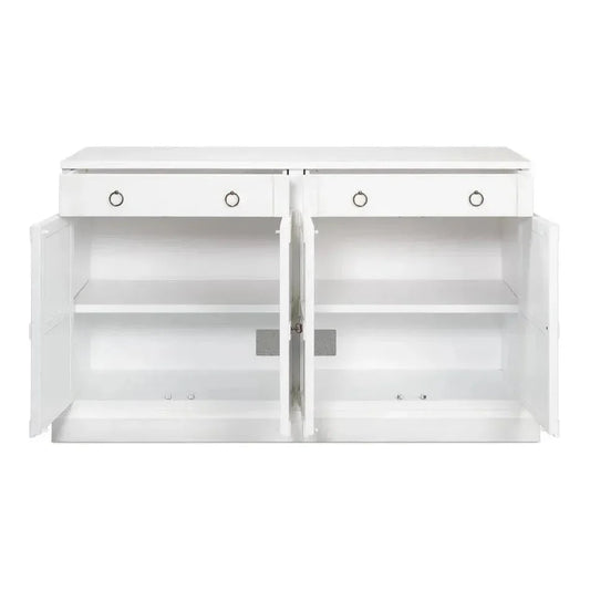 TV Stand Media Console Cortina White Wood - LOOMLAN - Sarreid - TV Stands & Media Centers
