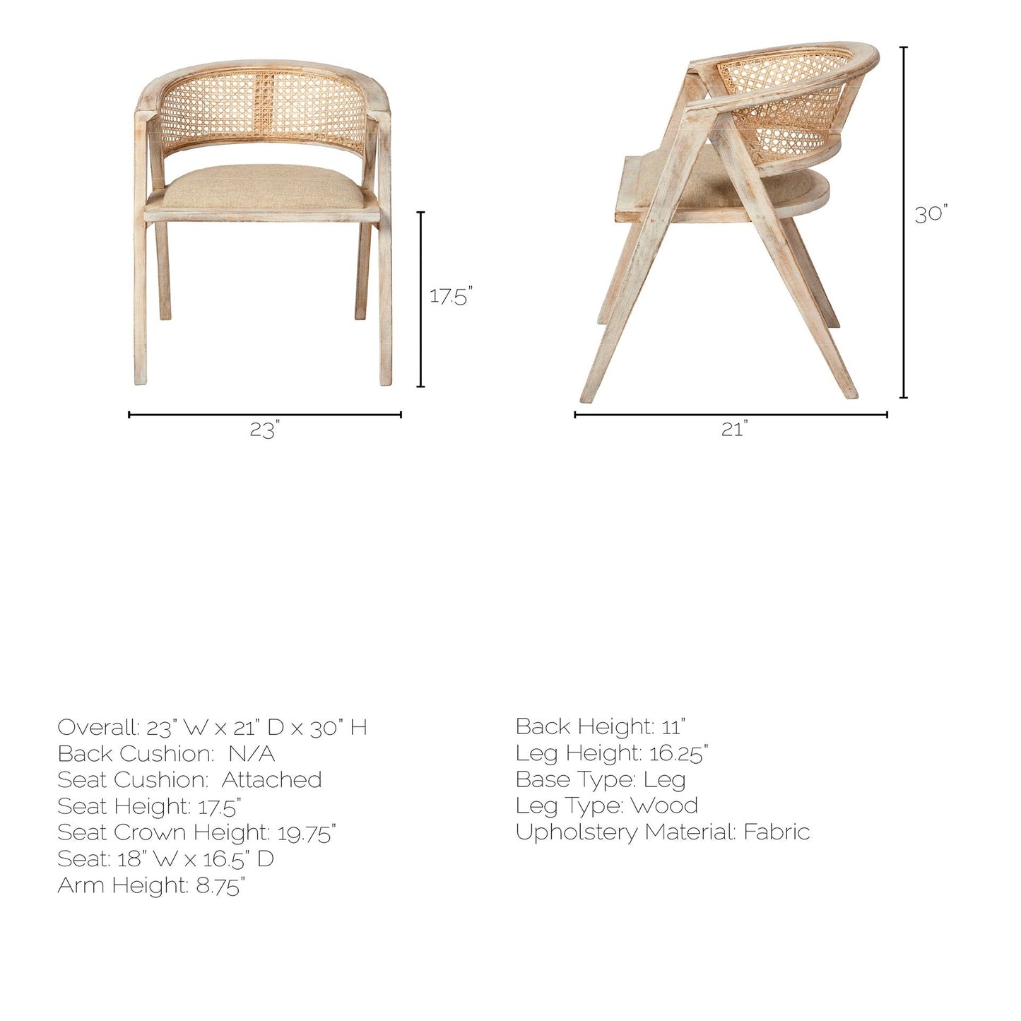 Tabitha Linen Wrap Seat Dining Chair (Set of 2)