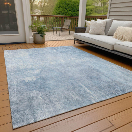 Taelion Blue Washable Indoor-Outdoor Rug
