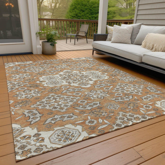 Taelira Orange Washable Indoor-Outdoor Rug