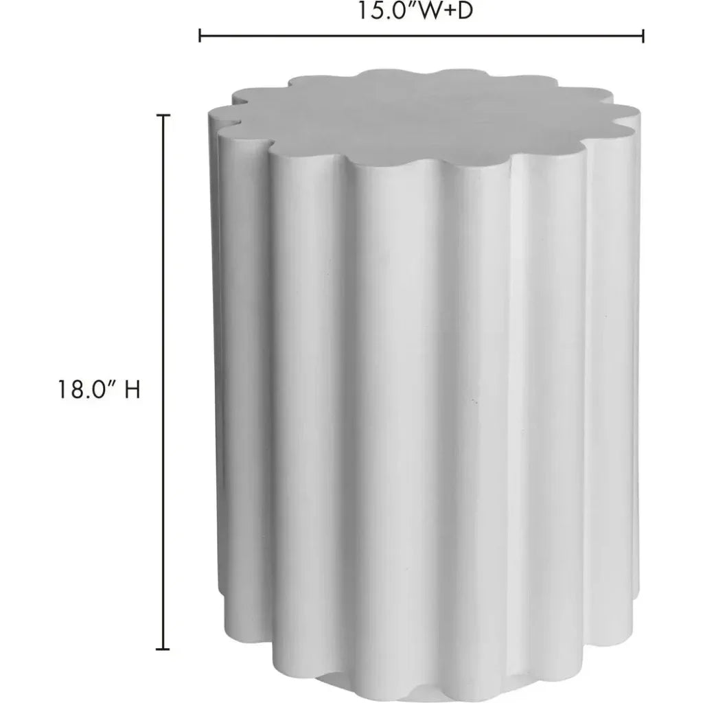 Taffy White Concrete Stool Side Table - LOOMLAN - Moe's Home - Side Tables