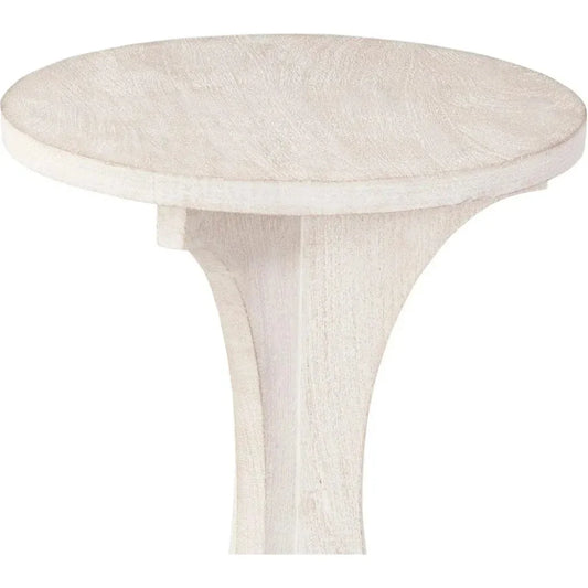 Tait Wood White Round Accent Table - LOOMLAN - Bassett Mirror - Side Tables