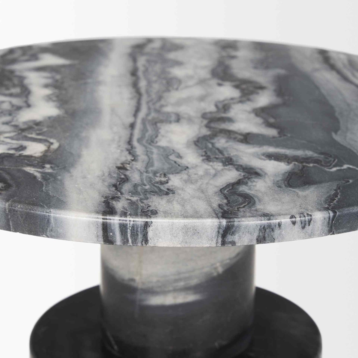 Taite Black Marble Pedestal Accent Table