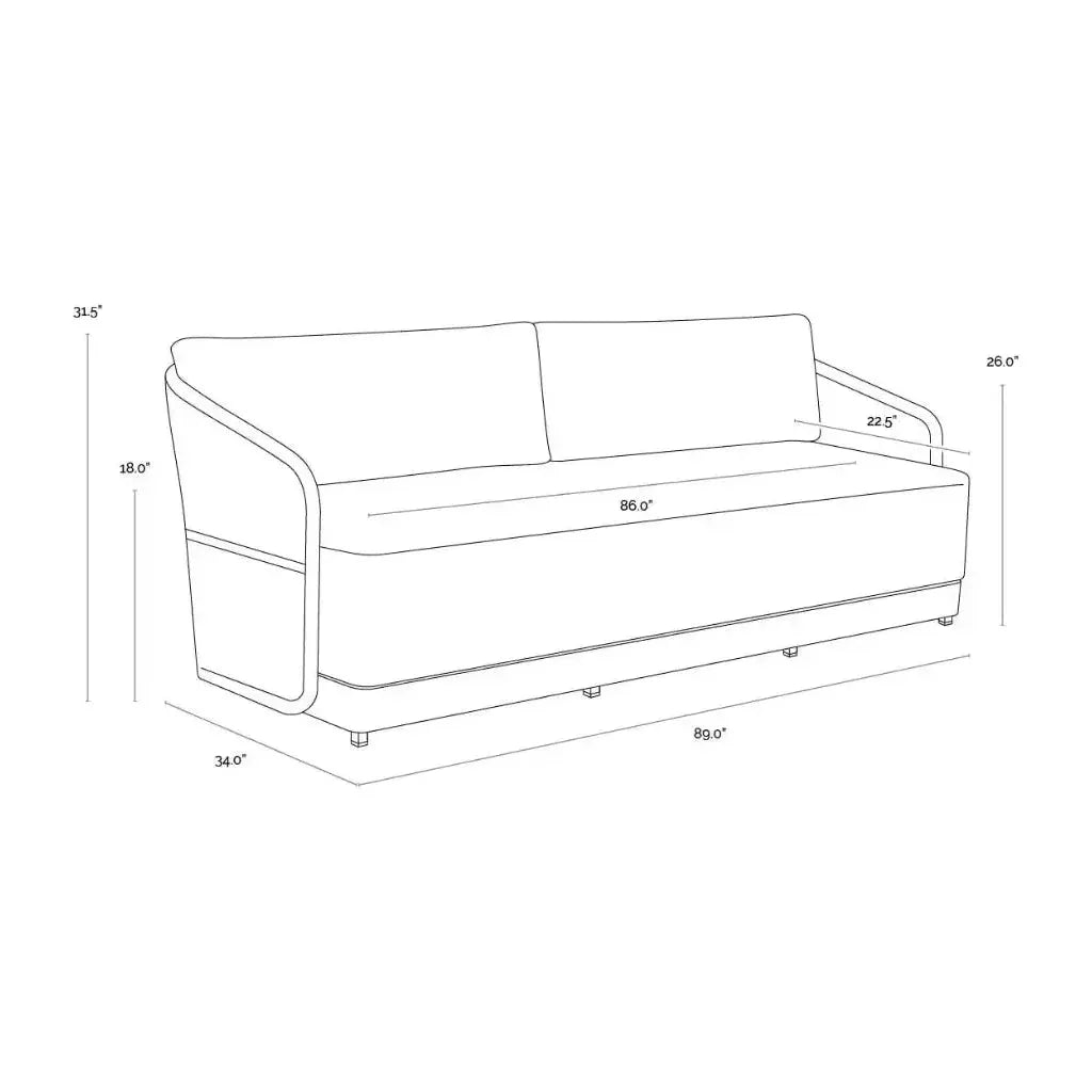 Tavira Fabric With Back Outdoor Couch - LOOMLAN - SUNPAN - Outdoor Sofas & Loveseats