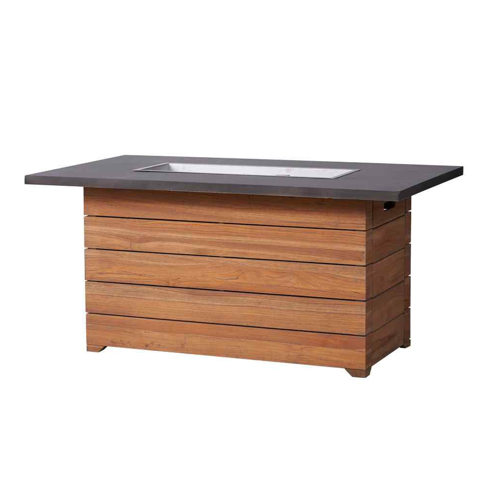 Teak Outdoor Fire Table with Faux Concrete Top-Outdoor Fire Tables-Lloyd Flanders-LOOMLAN