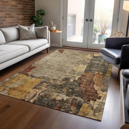 Tektar Brown Washable Indoor - Outdoor Rug - LOOMLAN - LOOMLAN Rugs - Outdoor Rugs