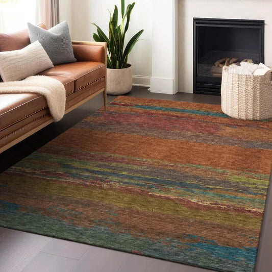 Temira Orange Washable Indoor - Outdoor Rug - LOOMLAN - LOOMLAN Rugs - Outdoor Rugs