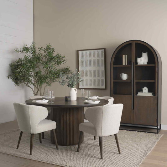 Terra Fluted Round Dining Table Set with Sloan Cabinet