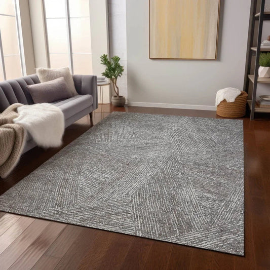 Terra Gray Washable Indoor-Outdoor Rug-Outdoor Rugs-LOOMLAN Rugs-LOOMLAN