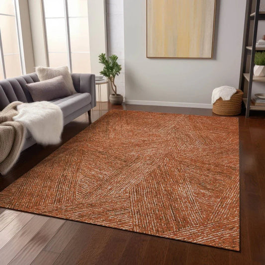 Terra Orange Washable Indoor-Outdoor Rug-Outdoor Rugs-LOOMLAN Rugs-LOOMLAN