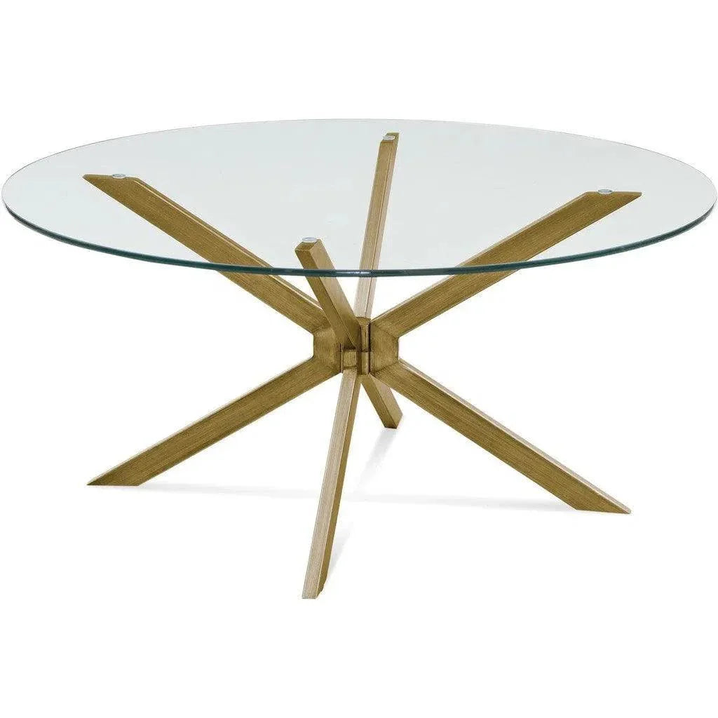 Tess Steel & Glass Gold Round Cocktail Table - LOOMLAN - Bassett Mirror - Coffee Tables