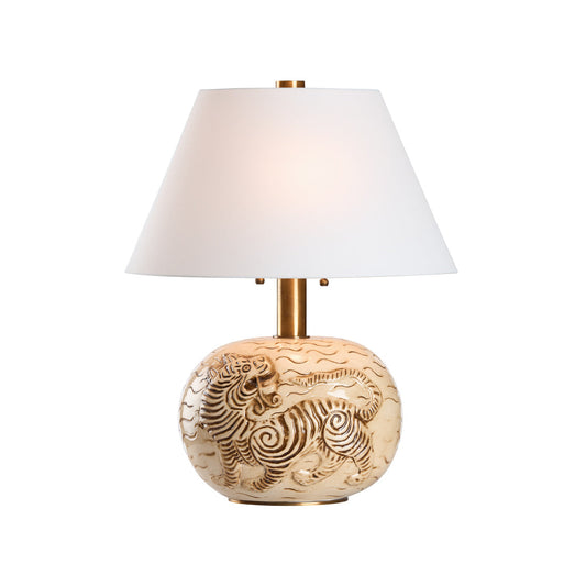 Tibetan Tiger Sculpted Ceramic Table Lamp
