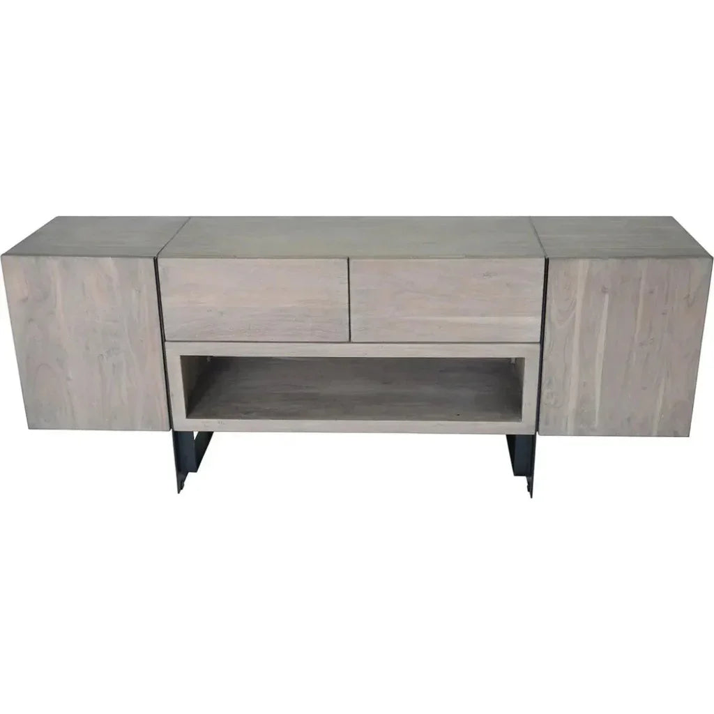 Tiburon Solid& Iron Grey Media Cabinet - LOOMLAN - TV Stands & Media Centers