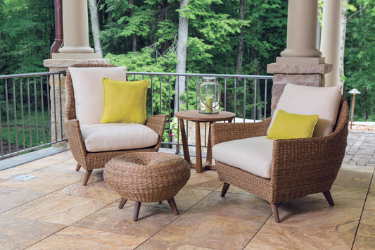 Tobago Hyacinth Outdoor Ottoman-Outdoor Ottomans-Lloyd Flanders-LOOMLAN