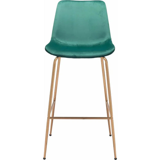 Tony Bar Chair Green & Gold - LOOMLAN - Zuo Modern - Bar Stools