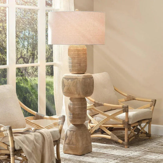 Totem Hand-Carved Wood Floor Lamp
