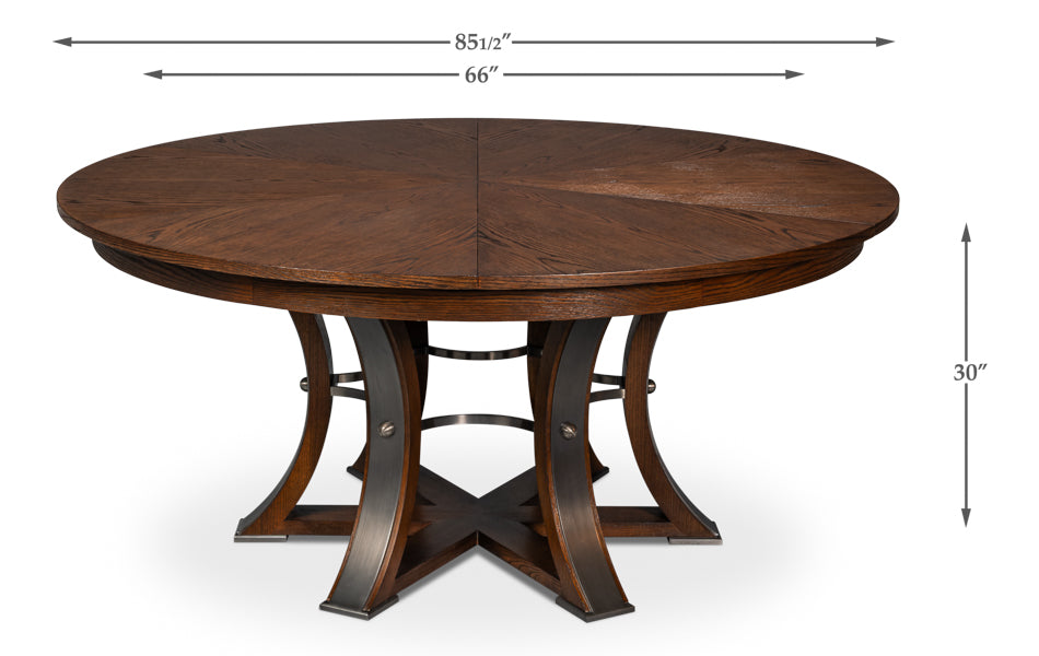 Tower Jupe Wooden Round Dining Table-Dining Tables-Sarreid-LOOMLAN