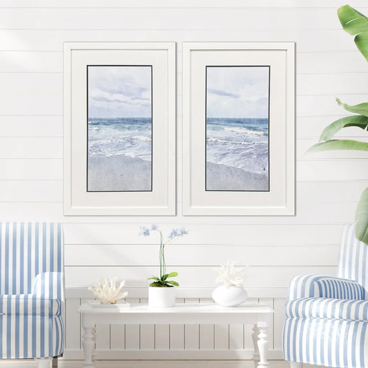 Tranquil Ocean Blue Framed Wall Art 2PC