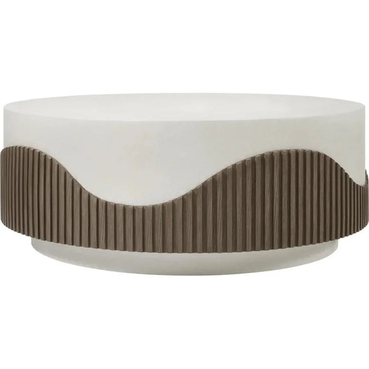 Tranquility Round White Outdoor Coffee Table-Outdoor Coffee Tables-Seasonal Living-LOOMLAN