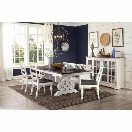 Transitional Extendable Dining Table Trestle-Dining Tables-Sunny D-LOOMLAN