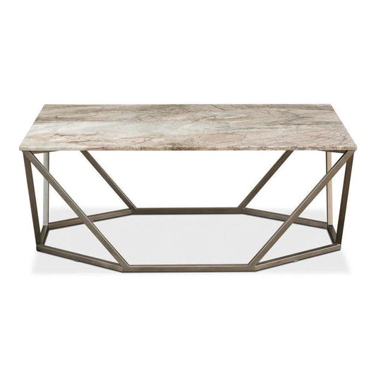 Trapezoid Coffee Table Marble Top - LOOMLAN - Sarreid - Coffee Tables