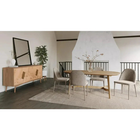 Trie Scandinavian Oak Wood Oval Dining Table-Dining Tables-Moe's Home-LOOMLAN