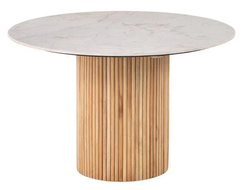 Trivana White Marble Top Round Dining Table-Dining Tables-LOOMLAN-LOOMLAN