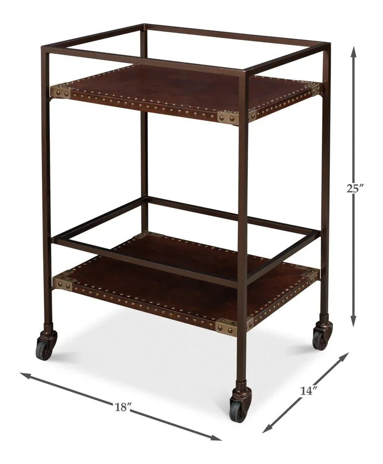 Trolley Metal Framed Rectangular Side Table - LOOMLAN - Sarreid - Side Tables