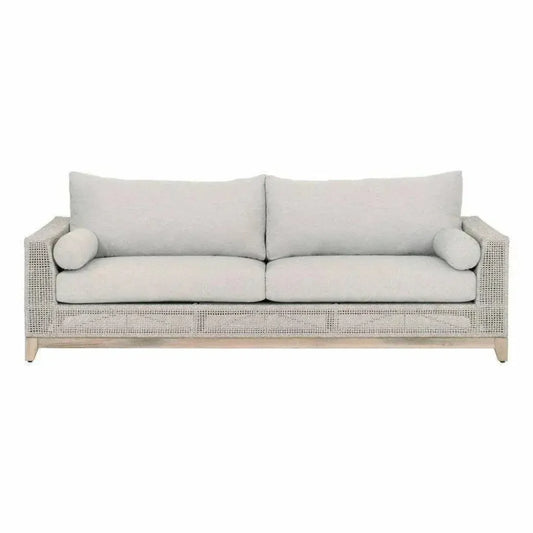 Tropez Outdoor 90" Sofa Taupe Rope Pumice Gray Teak - LOOMLAN - Essentials For Living - Outdoor Sofas & Loveseats