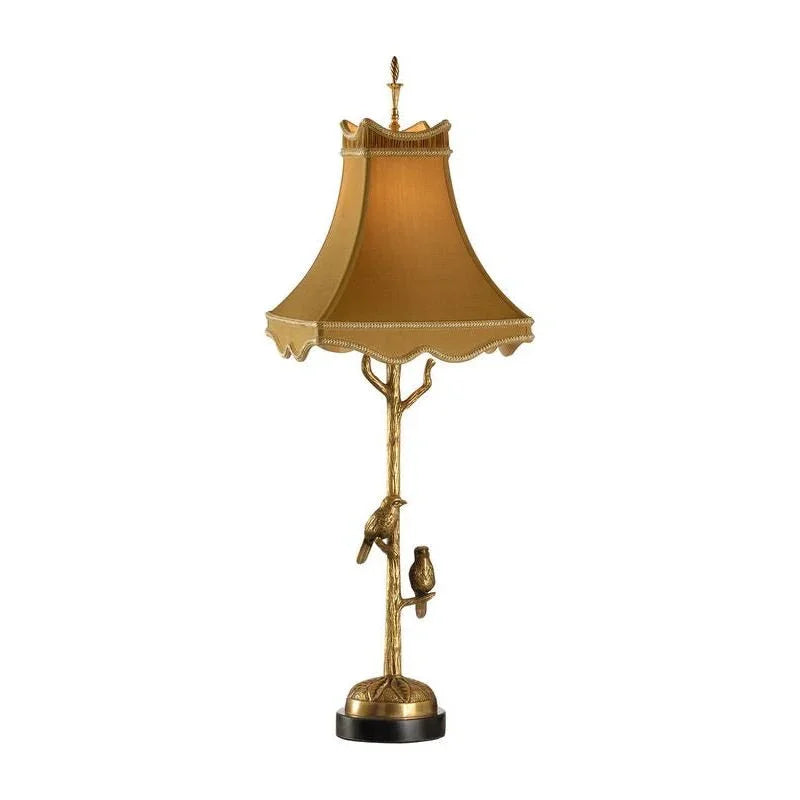 Twin Sparrows Antique Brass Birds Table Lamp - LOOMLAN - Chelsea House - Table Lamps