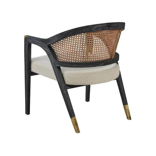 Two Tone Cane & Wood Accent Chair Royce Lounge Chair - LOOMLAN - Furniture Classics - Accent Chairs