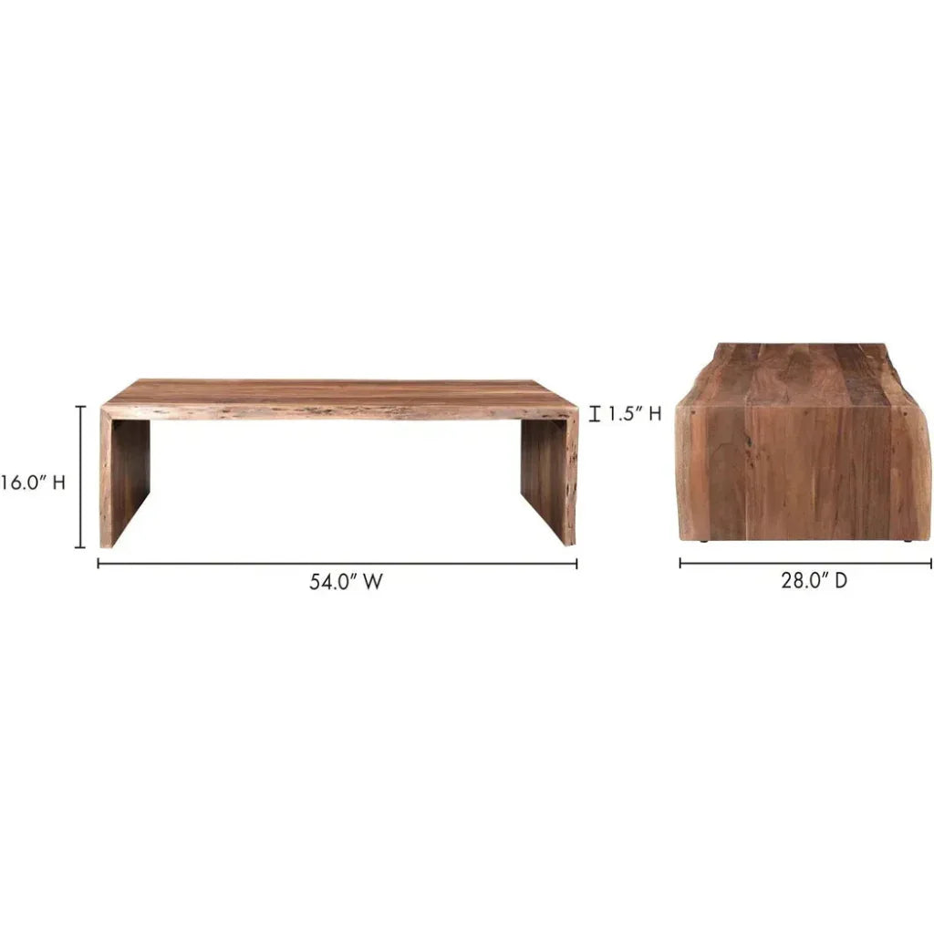 TyrellLive Edge Coffee Table Natural Brown - LOOMLAN - Moe's Home - Coffee Tables
