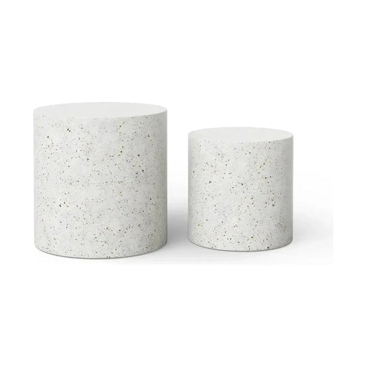 Una Aesthetic Concrete Outdoor Pedestal 2PC - LOOMLAN - Urbia - Outdoor Side Tables