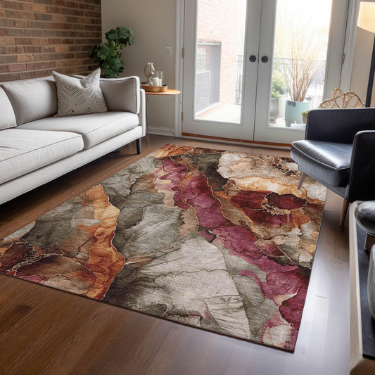 Vaelara Brown Washable Indoor-Outdoor Rug