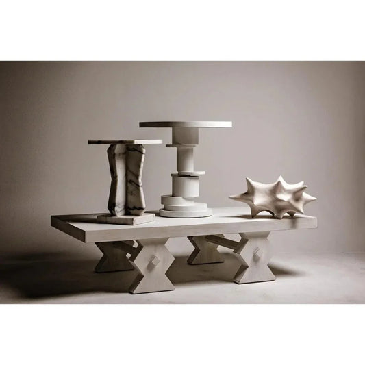 Vasco Marble White Round Side Table - LOOMLAN - Noir - Side Tables