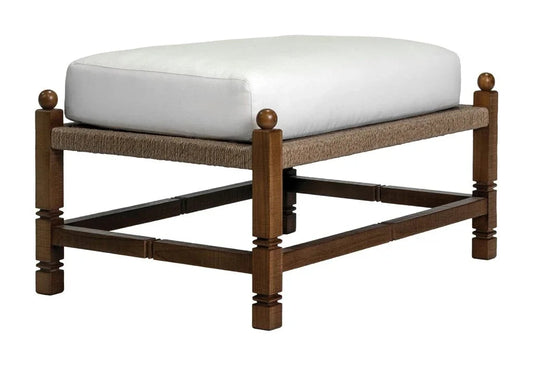 Vaterra Weathered Pecan Finish Patio Ottoman-Outdoor Ottomans-Seasonal Living-LOOMLAN